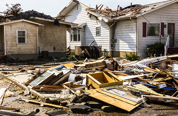 Damage from storm and flood.