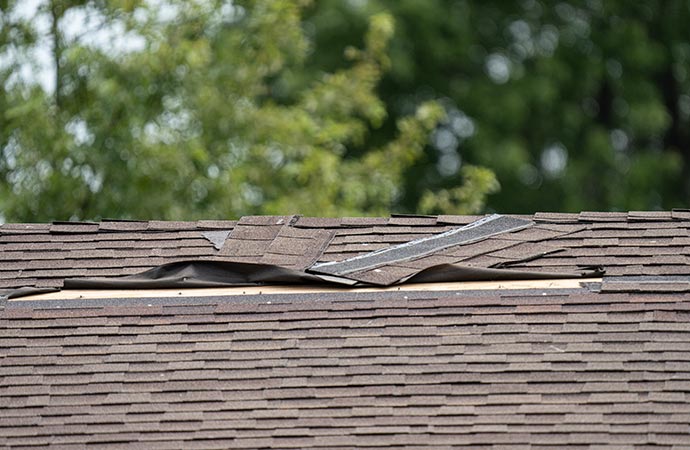 Storm damaged roof